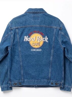 Vintage Hard Rock Cafe Chicago Blue Denim Jacket Save The Planet Trucker USA M